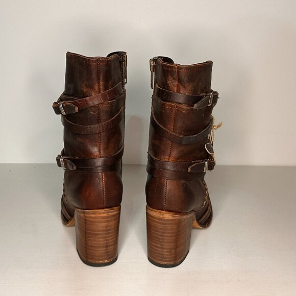 Freebird by Steven Baker Brown Leather side Zip Ankle Boots Women Size 10 - Picture 3 of 8